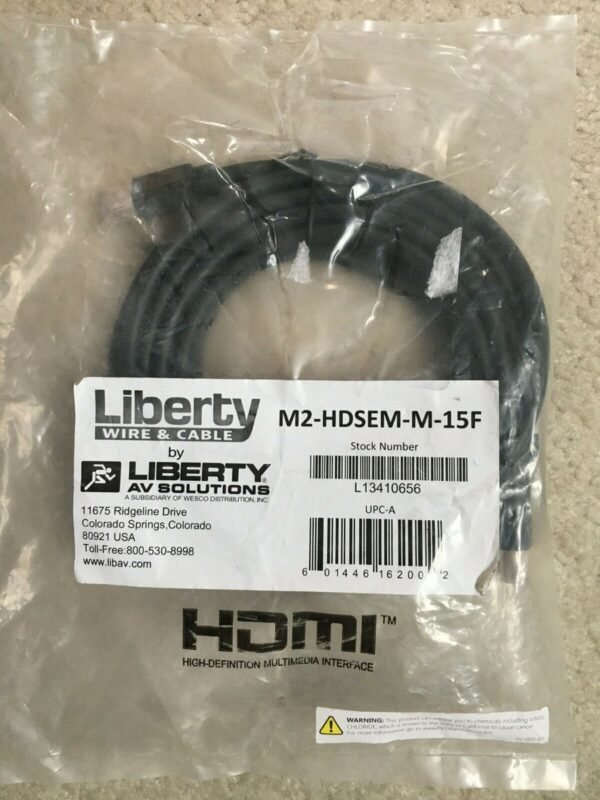 Liberty Wire & Cable M2-HDSEM-M-15F 15 Ft Commercial HDMI Cable