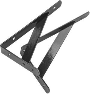 12in Triangle bracket, 2 Pack Heavy Duty Shelf Brackets Black Metal Shelf Brackets - Shelf Support Angle Brackets for Shelves - L Brackets Floating Shelf Brackets
